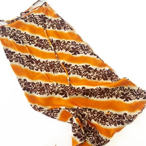 Christopher Esber Revolve Midi Silk Satin Orange Hibiscus Tie Waist Womens 8 New - Picture 3 of 8